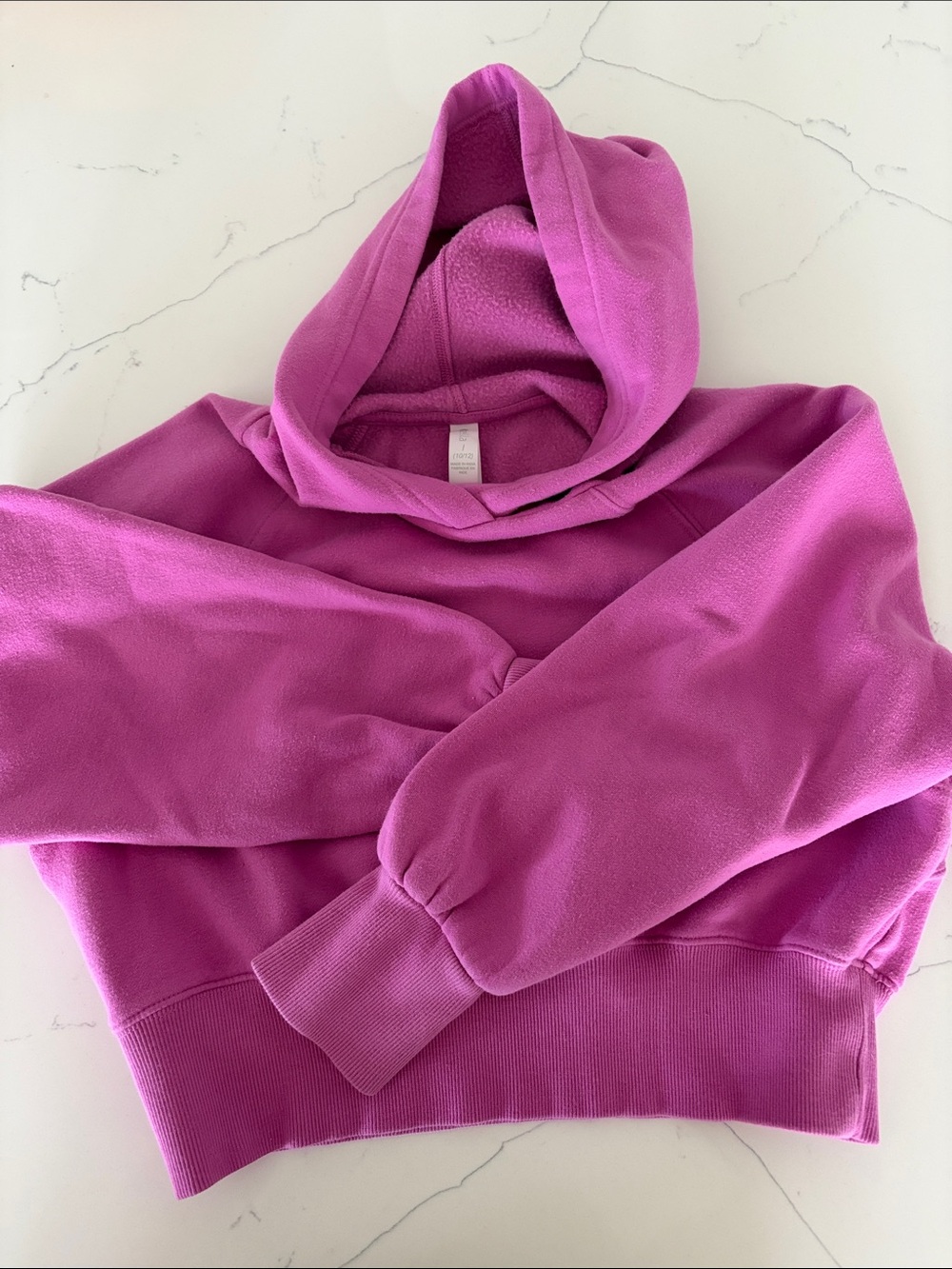 Zella Kids Cropped Hoodie in Fuchsia Pink